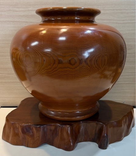 稀少！　特大　屋久杉　壺　花台　 インテリア 世界遺産 花瓶 木製 置物 花器　［壺サイズ　直径45cm 高さ40cm］