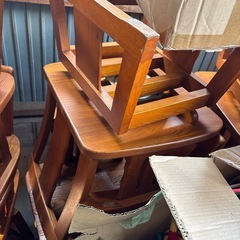 欅 囲炉裏机と椅子セット 椅子4つと机の画像