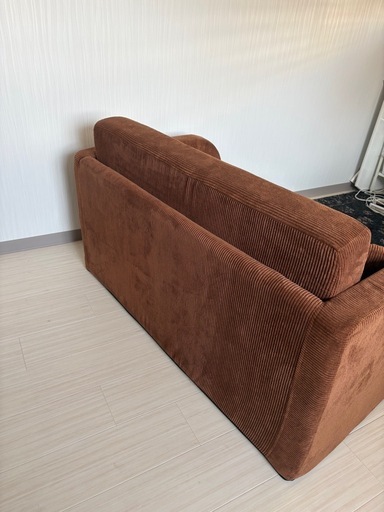 コーデュロイ ソファ コンパクト 折りたたみ 2人掛け 3way クッション付き ソファベッド 北欧 ブラウン 茶色