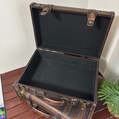 【引越放出品‼︎11】アンティークビンテージ調レザートランク大小2点セットインテリア収納ケースボックスの画像