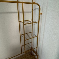 （取引中）収納棚付きハンガーラック 洋服ラック コート掛け ブラウンの画像