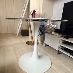 セラミック ダイニングテーブル 大理石調 90cmの画像