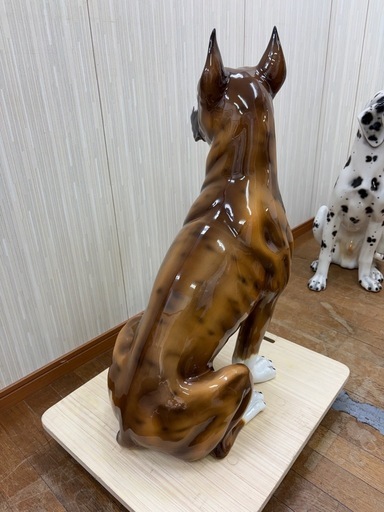 【引取限定】1点限り!! 犬の置物 ボクサー犬 イタリア製 オス 全高78cm オブジェ 配送応相談