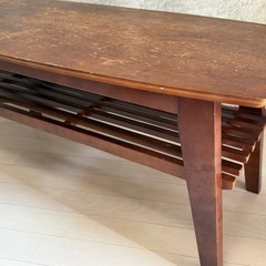 【引取決定
】北欧調　木製ローテーブル（幅90×奥45×高40cm）の画像