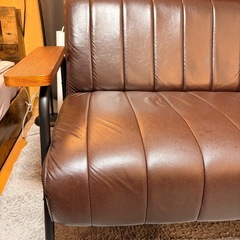 ニトリ　2人掛けソファ 合皮タイプ (ステイン2KD Nシールド DBR)の画像