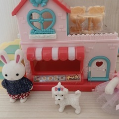 シルバニア風 ドールハウスセット うさぎ人形付き おままごと 美品の画像