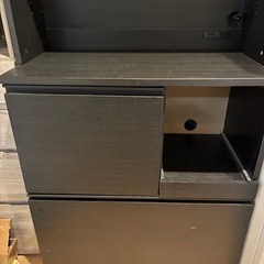 食器棚 レンジ台 キッチンキャビネット KCB-790 ブラックの画像