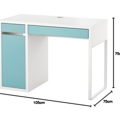 イケア デスク/勉強机ブルー 105x50cm　の画像