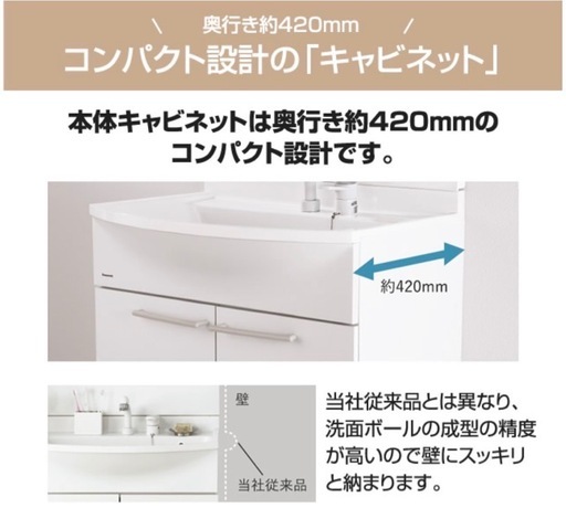 パナソニック洗面化粧台 2019年製　エムライン