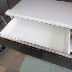 幅100㎝ ニトリ キッチンボード アルミナ2 奥45×高201cm コンセント付きダークブラウン レンジボード NITORI 茶 食器棚 札幌 北20条店の画像