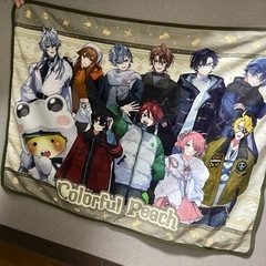 カラフルピーチクッションとブランケットの画像