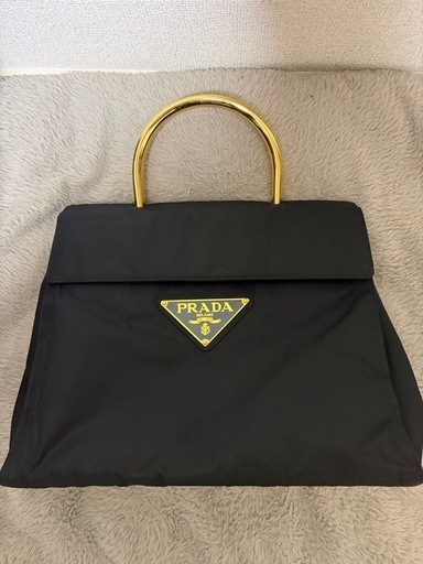 【極美品】PRADA プラダ メタルハンドル ナイロン ハンドバッグ 希少 廃盤