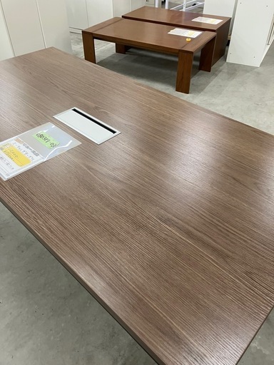 【来店歓迎】【OF-132】美品 幅180cm ミーティングテーブル 配線カバー付 会議テーブル 商談テーブル ブラウンカラー 事務用