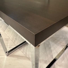 ネストテーブル ローテーブル ガラス・木製 シルバーの画像