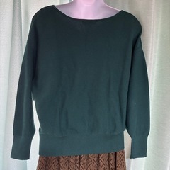 GLOBAL WORK Vネック長袖セーター Sサイズ ダークグリーン☆の画像
