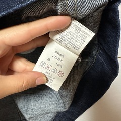 デニムひざ丈ワンピースの画像