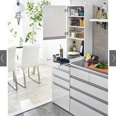 食器棚　ダブルステンレス天板隙間収納庫 日本製 光沢仕上げの画像