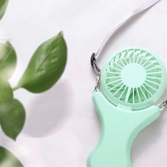 ミントグリーン ハンディファン 18.5cm USB充電式 360度調節可能の画像