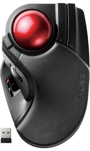 エレコム マウス ワイヤレス (レシーバー付属) トラックボール 大玉 8ボタン チルト機能 ブラック M-HT1DRXBK