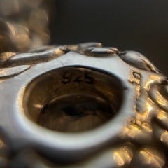 シルバーネックレス 925 Bonita刻印 ストーン付きペンダントアンティークの画像