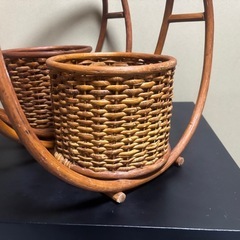 アジアン天然素材 編み籠（バスケット）2個セット の画像