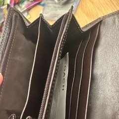 90s OLD COACH オールドコーチ 二つ折り財布 ブラウン ボーダーの画像