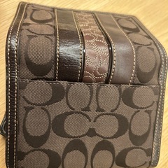 90s OLD COACH オールドコーチ 二つ折り財布 ブラウン ボーダーの画像