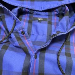 BEAMS HEART チェック柄 フードシャツ トップス シャツ ブルーの画像