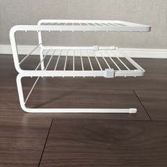 キッチン収納ラック 2個セット（ホワイト）重ねて使える収納棚の画像