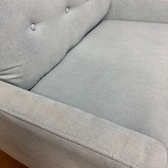 2人掛けソファ グリーン系 布製 クッション分離可の画像