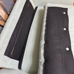 2人掛けソファ グリーン系 布製 クッション分離可の画像