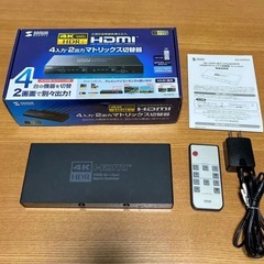 4K・HDR・光デジタル出力付きHDMIマトリックス切替器（4入力・2出力）分配器 サンワサプライ SW-HDR42Hの画像