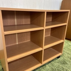 キャスター付き収納棚／オープンラック ナチュラルの画像