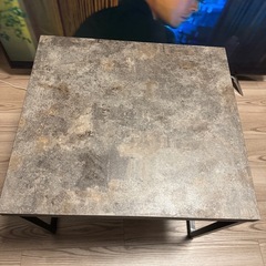 センターテーブル ローテーブル 石目調 ブラック脚の画像