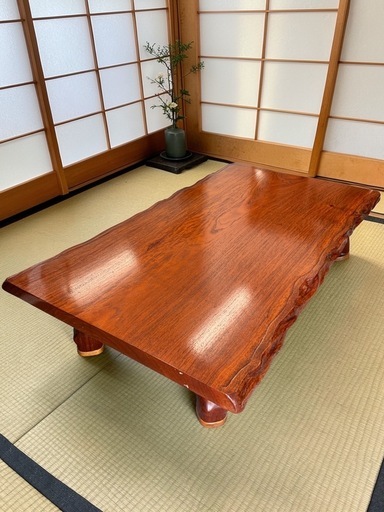 高級 天然木 一枚板 座卓 ちゃぶ台 136×75×高さ30cm座敷机 ロー