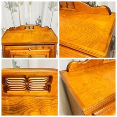 【美品】アンティーク調 ライティングビューロー 木製 デスク チェストの画像