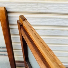 昭和レトロ ガラス建具 2枚セット 縦格子 星柄 型板ガラス 窓枠 古道具の画像