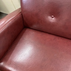 2人掛けソファー合皮ブラウン【トレファク堺福田店】の画像