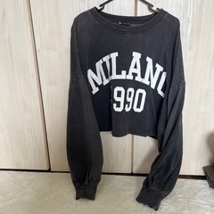 ZARA MILANO 1990 クロップドTシャツ L ブラックの画像