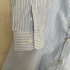 青と白のストライプ シャツワンピースの画像