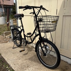 オシャレなミニベロ。タイヤ、チェーン、ブレーキ新品交換済み。すぐ乗れます。の画像
