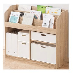 ニトリ　キッズ絵本ラック　本棚　表紙を見せる絵本収納の画像