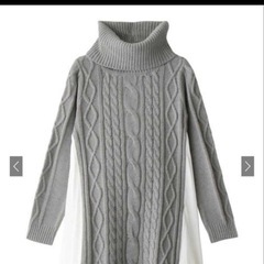 GRL グレイル グレー ニットワンピース Lサイズ タートルネックの画像
