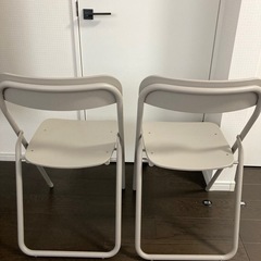無印良品　スチールパイプ折りたたみチェア板座　ウォームグレー　2脚セットの画像