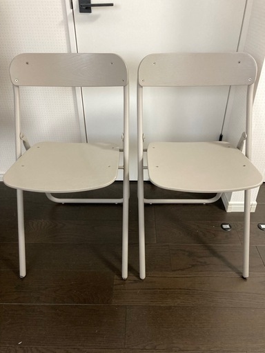 無印良品　スチールパイプ折りたたみチェア板座　ウォームグレー　2脚セット