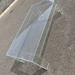 イタリア製 オールガラス テーブル ローテーブル 机　グラスイタリアの画像