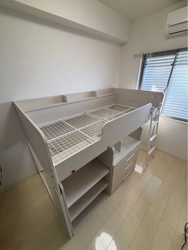 ニトリ（NITORI） 高さ2段階式階段付きロフトベッド(PI) : ニトリ 【お取引確定】ニトリ　システムベッド　ロフトベッド　シングルサイズ