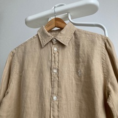 新品　ラルフローレン　シャツ　レディース　ベージュ　リネン　麻　ポロ　長袖　Mの画像