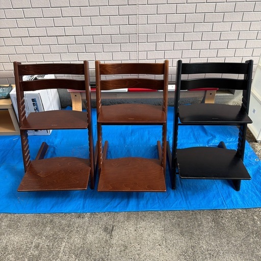 【超お得】【人気色セット】ストッケ トリップトラップ 3台（ウォールナット系2台・ブラック1台）