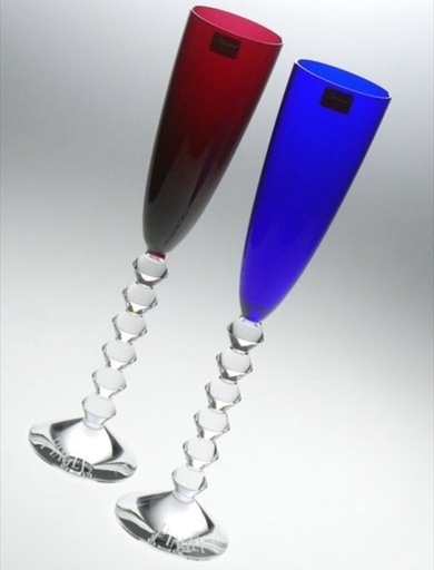 バカラ クリスタル Baccarat ピアジェ PIAGET ダブルネーム ベガ フルーティッシモ 色付 大型 シャンパングラス 28.8cm 2客